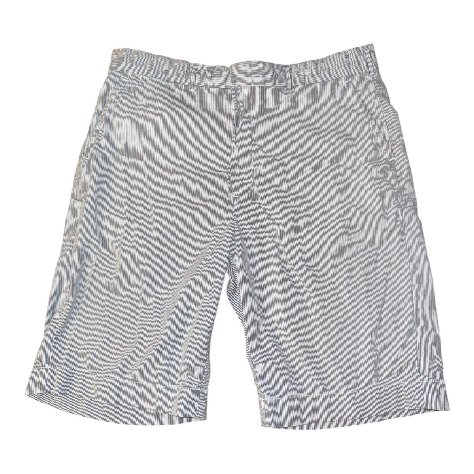 Ralph Lauren Chino Shorts Size 34 Blue Striped Cotton Cinch Back Smart Casual