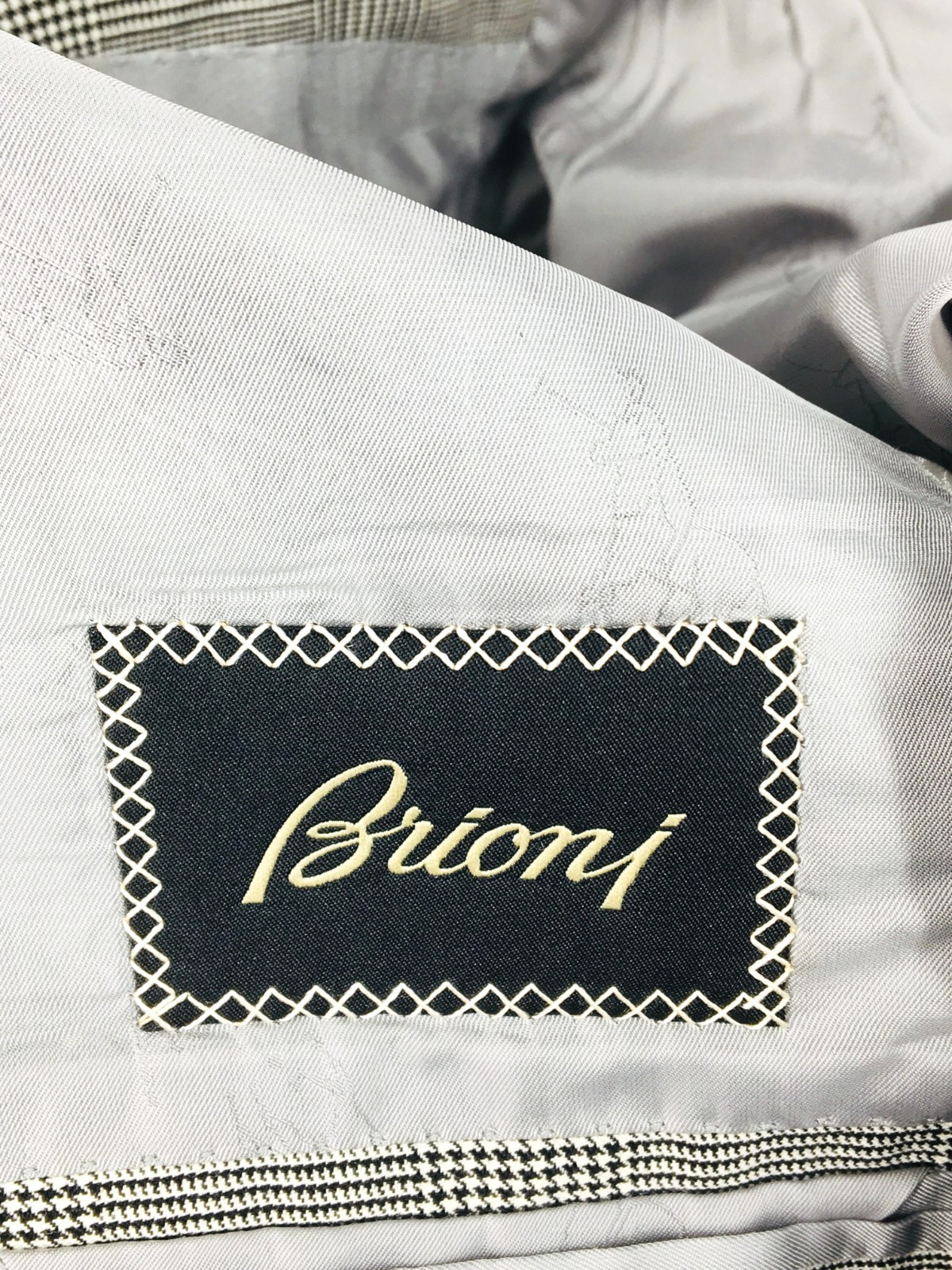 40R Brioni Italy Mens 2 Button 100% Wool Blazer Sport Coat Gray Glen Check
