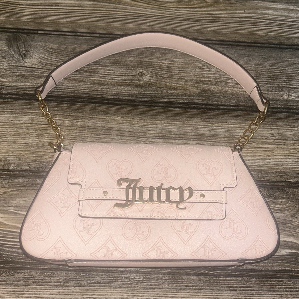 Juicy Couture Pink Logo Small Shoulder Bag Gold Chain Strap Detachable Magnetic