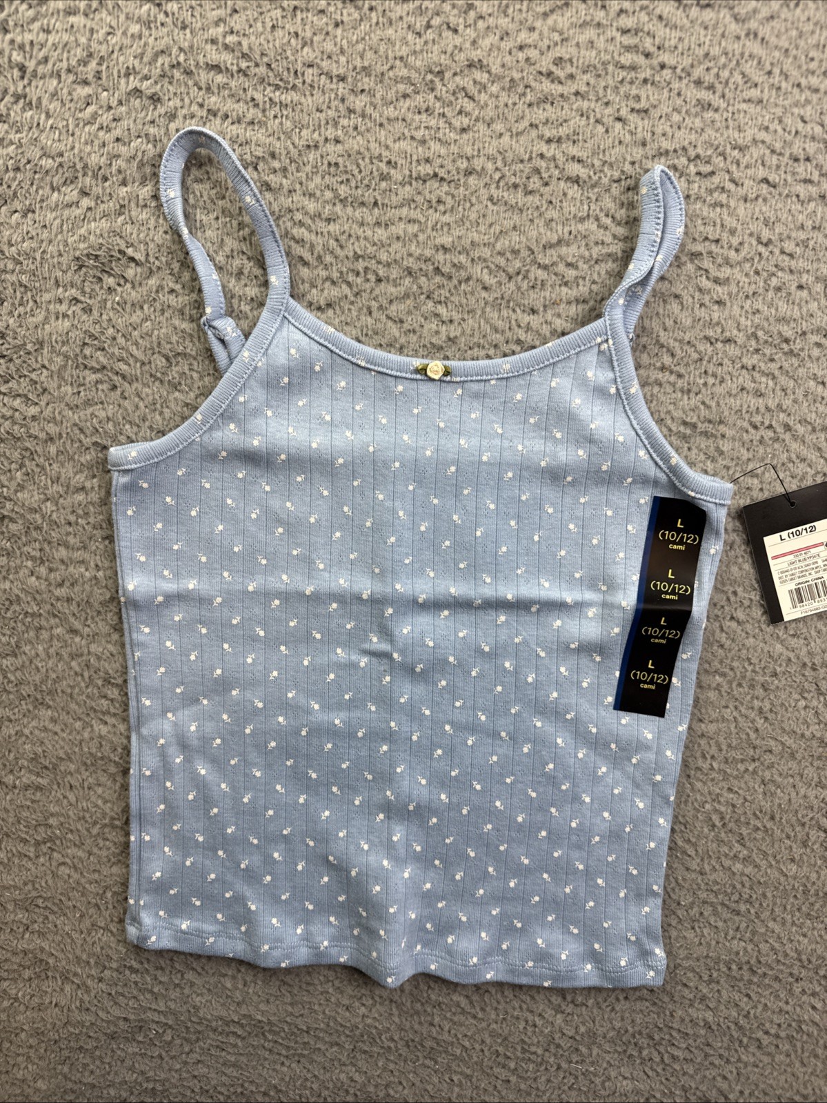 Art Class Girls Youth Large 10/12 Blue Floral Pointelle Cami Tank Top