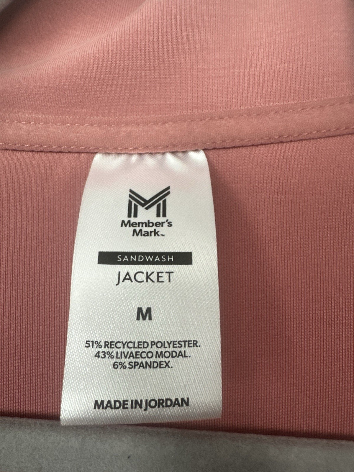 Member’s Mark Sandwash Pink Jacket M Lightweight Recycled Modal Spandex Full Zip