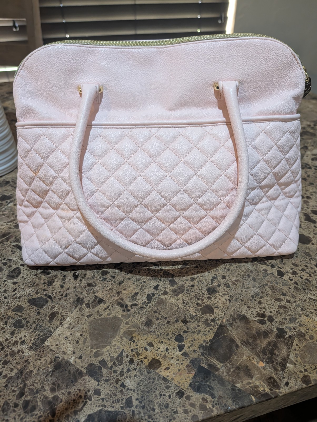 Betsey Johnson Pink Quilted Satchel Top Handle Bag Tassel Charm Zip Crossbody
