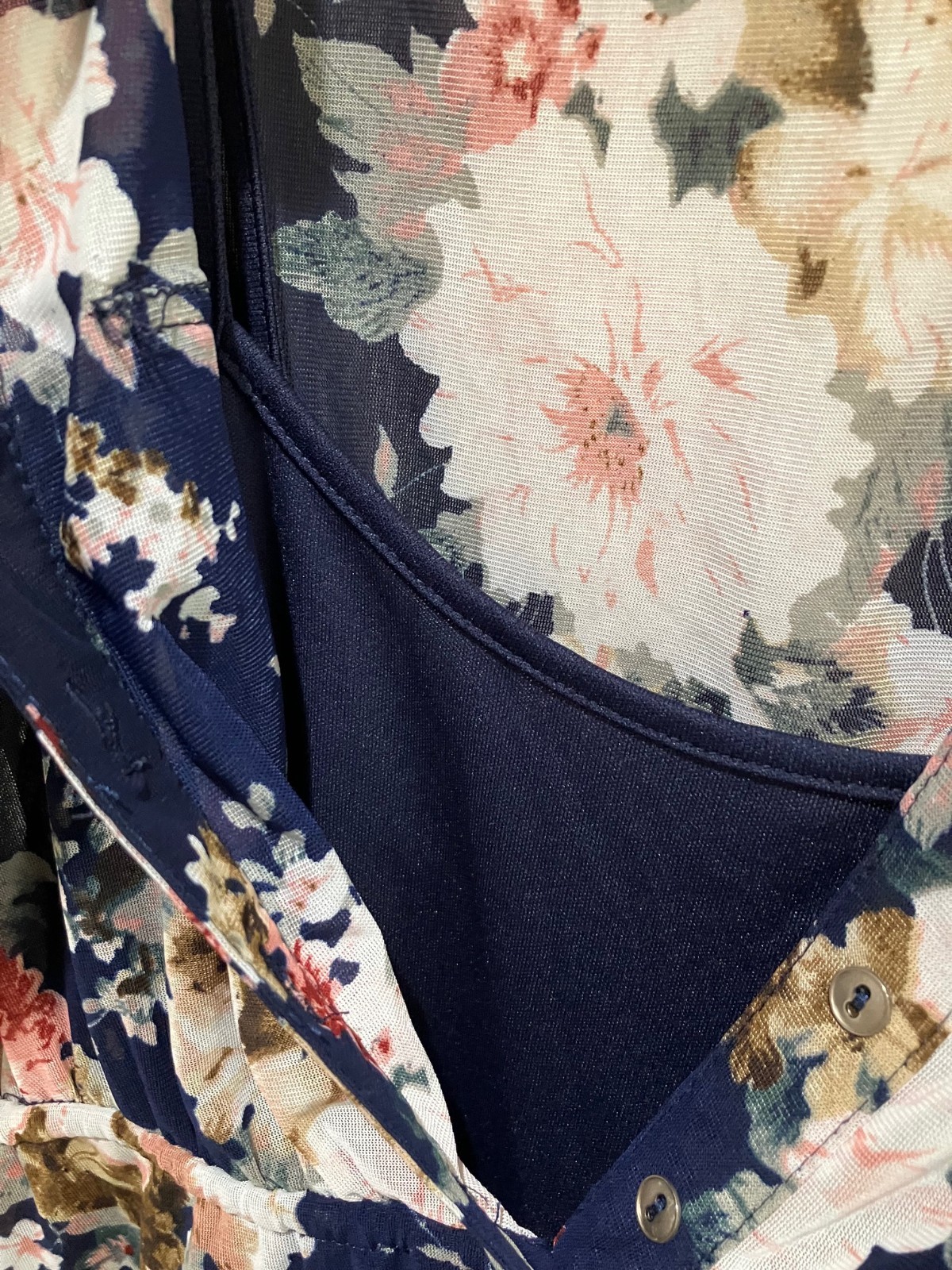 Siren Lily Maternity Floral Layered Dress Navy Pink Boho Cottagecore Size S