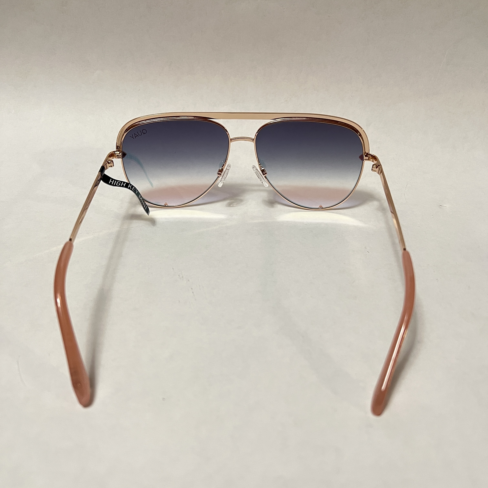 Quay Australia High Key Mini Bling Aviator Sunglasses Rose Copper Fade
