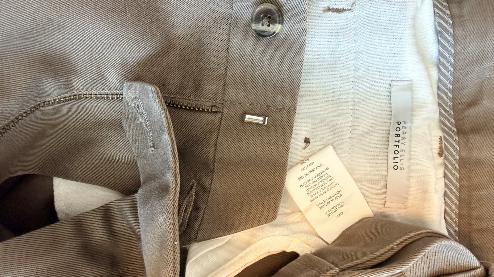 Perry Ellis Portfolio Brown Dress Pants Men’s 34W Regular Flat Front Twill