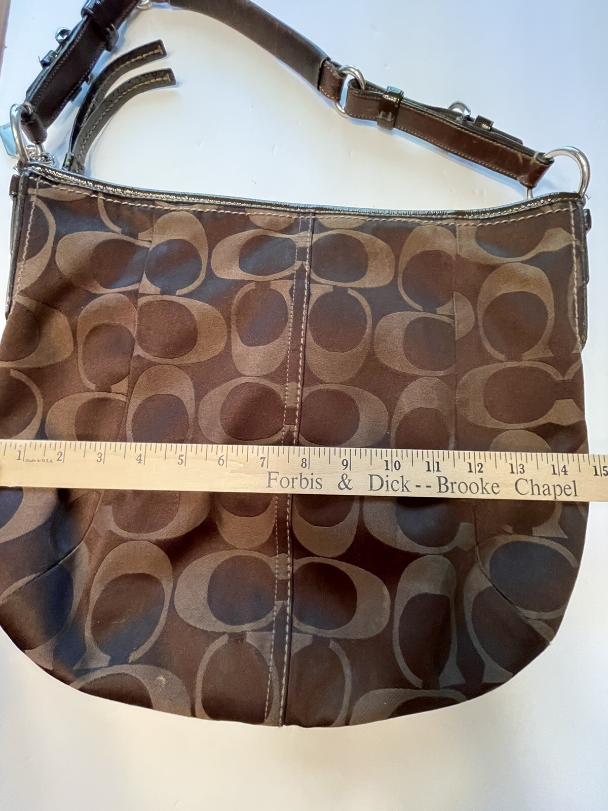 Coach Signature CC Monogram Hobo Bag Brown Y2K Shoulder Handbag Purse EUC VTG