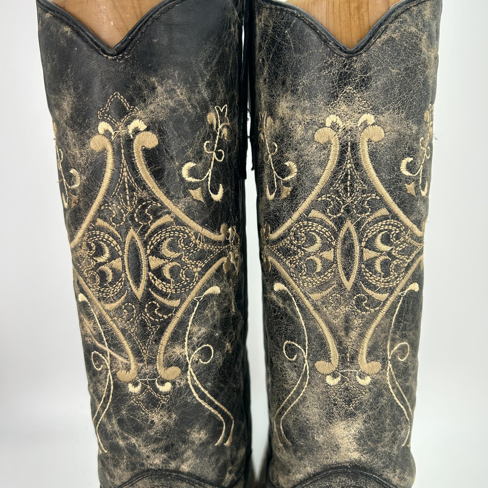 Circle G Boots Womens Size 7.5 L5048 Embroidered Crackle Western Cowgirl Leather