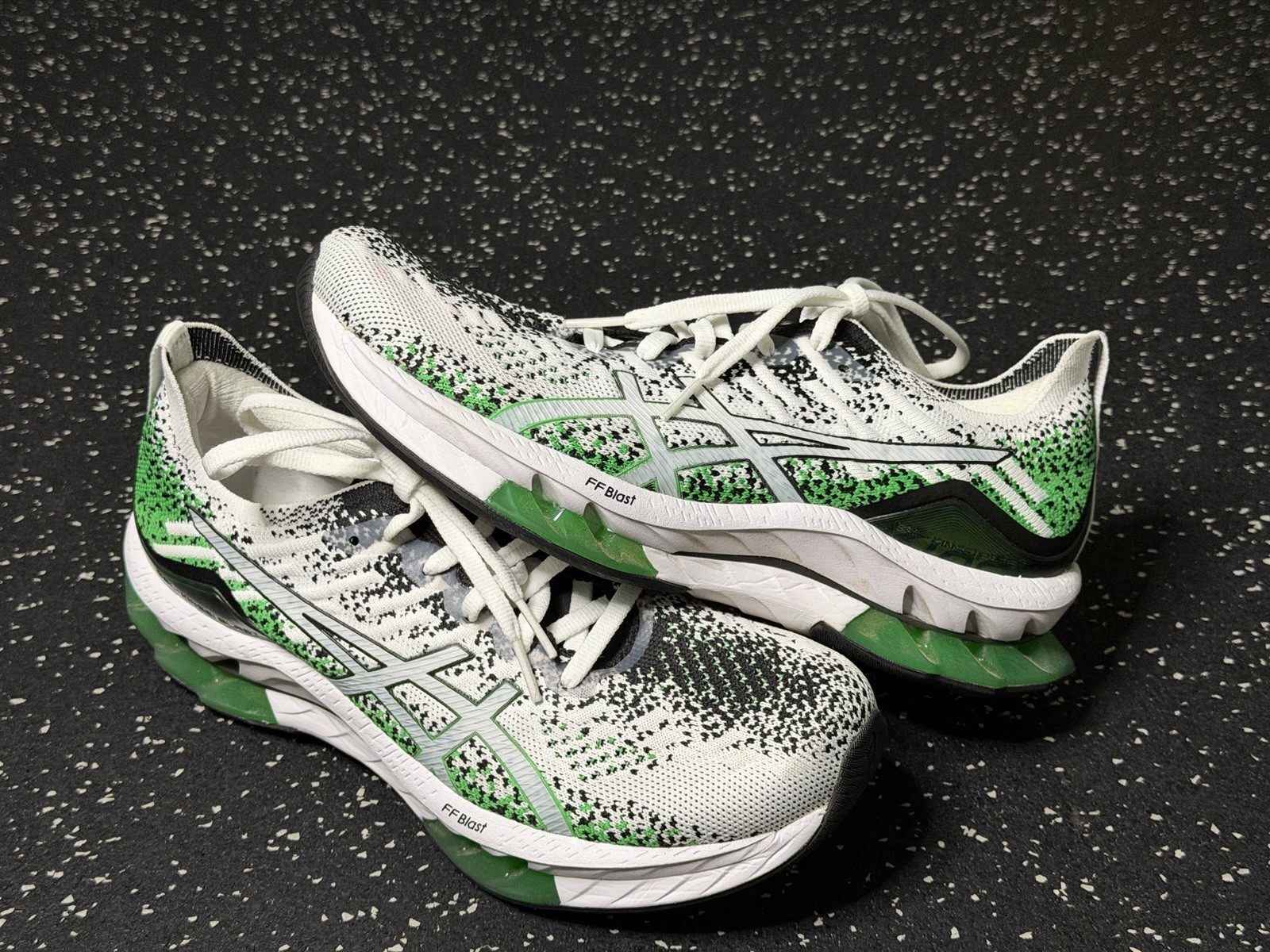 Size 8 Asics Kinsei Blast White Cilantro Green Gel FF Blast Rare Running