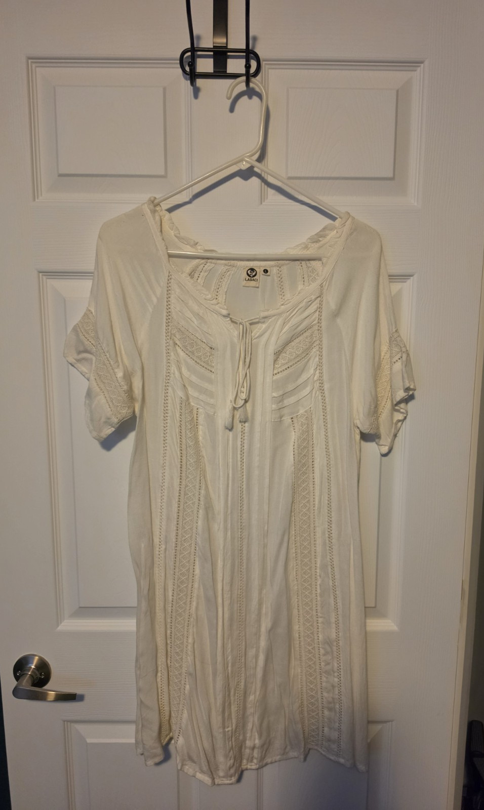 VINTAGE Y2K Womens LARGE BOHO Dress Knitted Lace ROMANTIC/ COTTAGECORE/ FLOWY