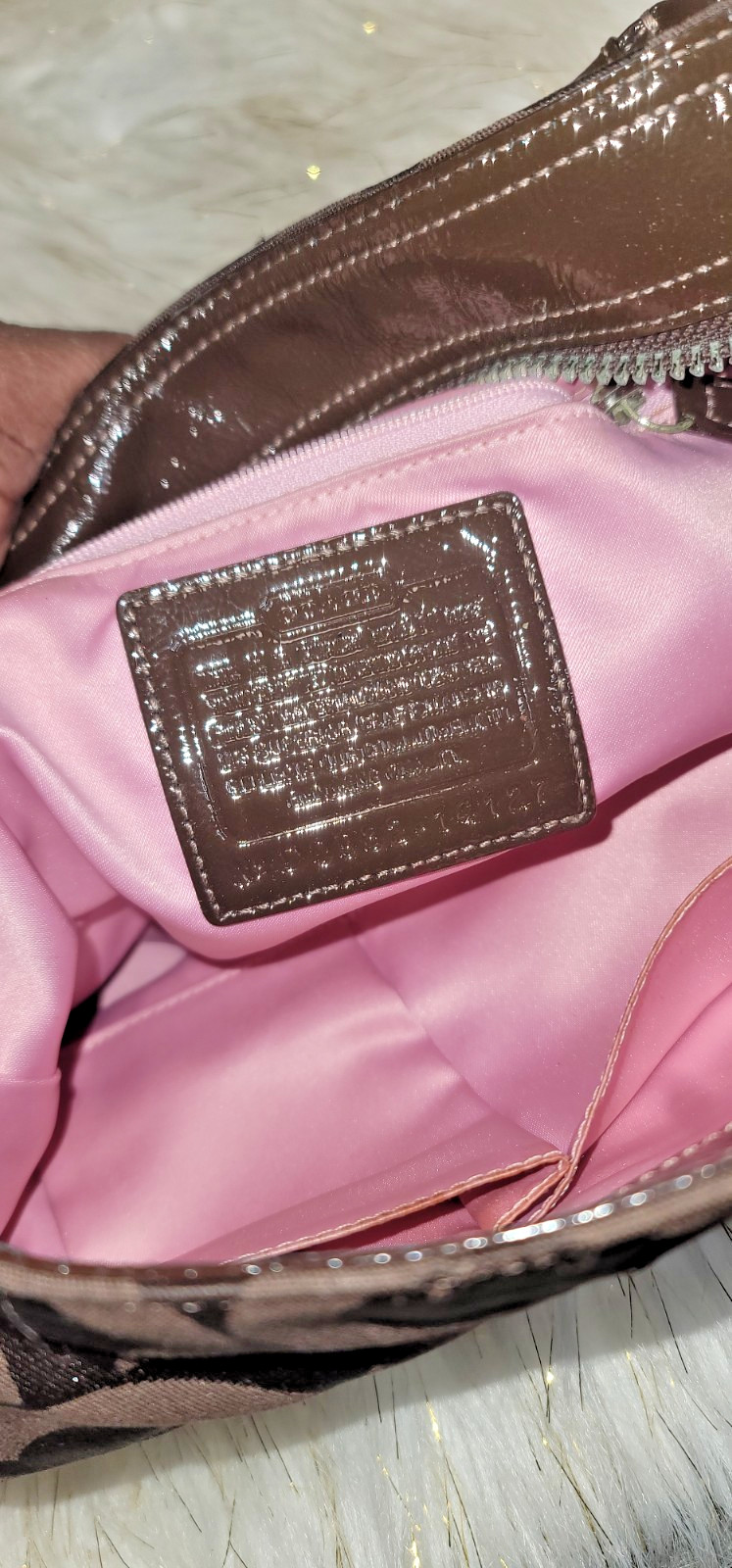 🍫 Authentic Coach Brown “C” Logo Monogram Hobo Shoulder Bag -Chain Strap Detail