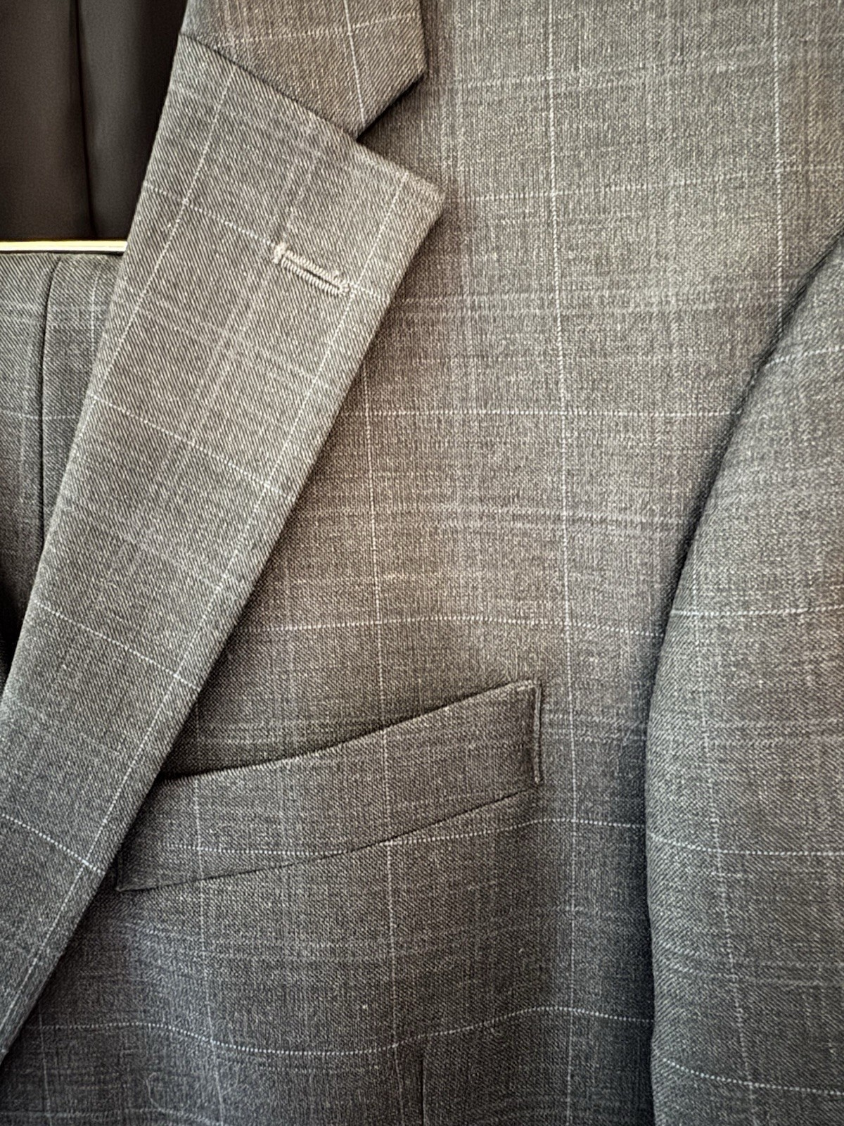 Tommy Hilfiger Men’s Dark Gray Check Slim Fit TH Flex Full Suit 40L / 32×32