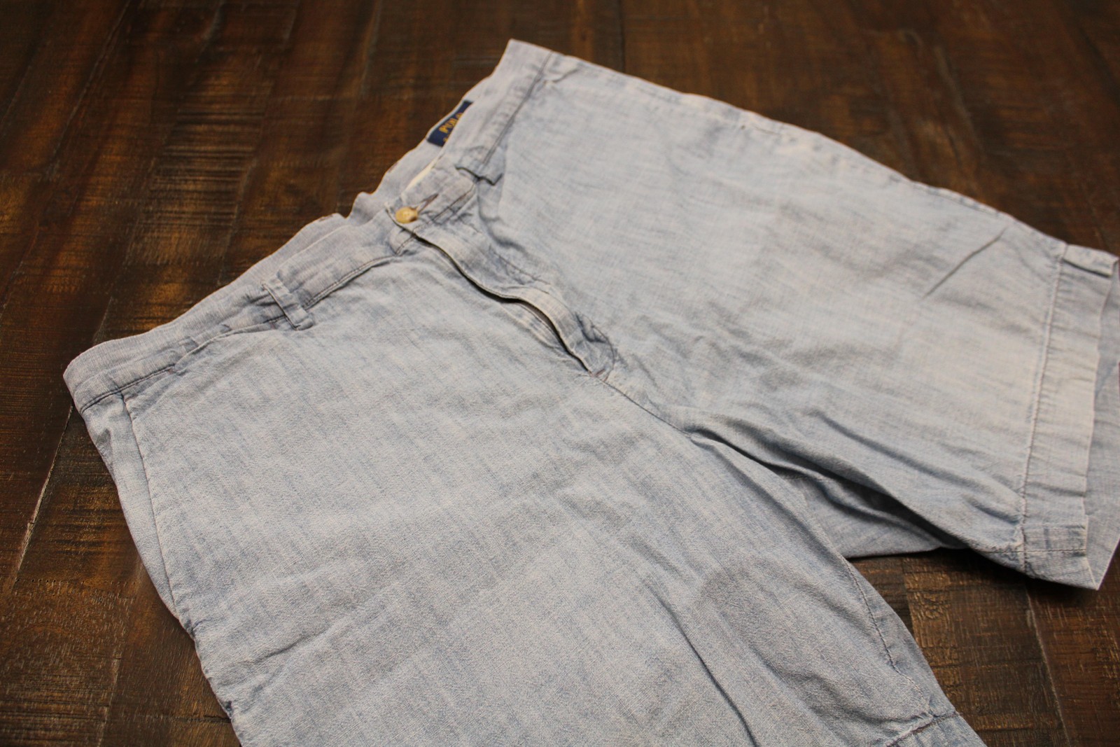 Polo Ralph Lauren Shorts Mens 34 Blue Lightweight Denim Chino Casual 9 Inch