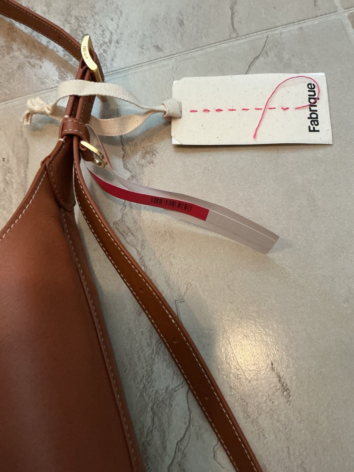 Nwt $488 Fabrique Brown Nappa Leather Duomo Double Buckle Strap Medium Hobo Bag