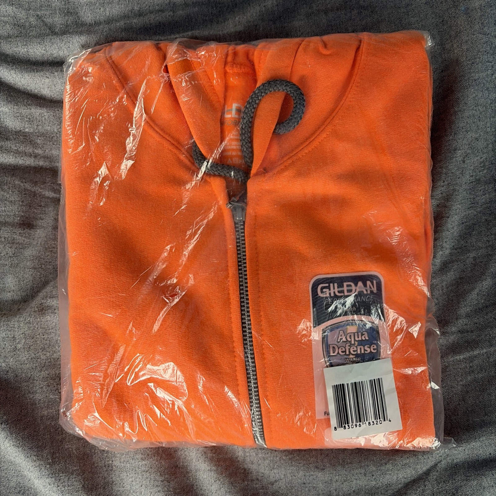 Gildan Mens Hoodie Full Zip Drawstring Ribbed Heavy Blend Small Orange
