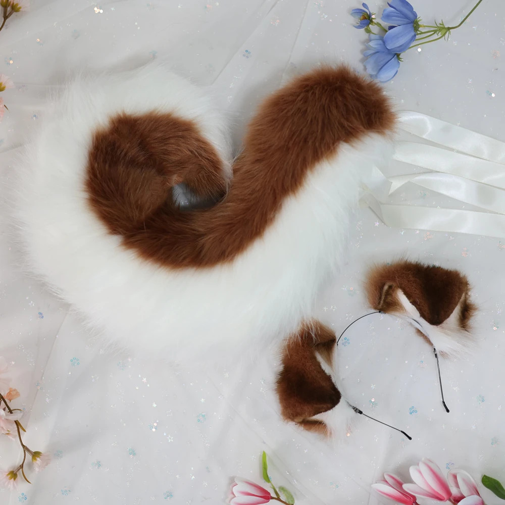 Handmade Collie Dog Ears Tail Hairhoop Headwear Halloween Christmas Cosplay