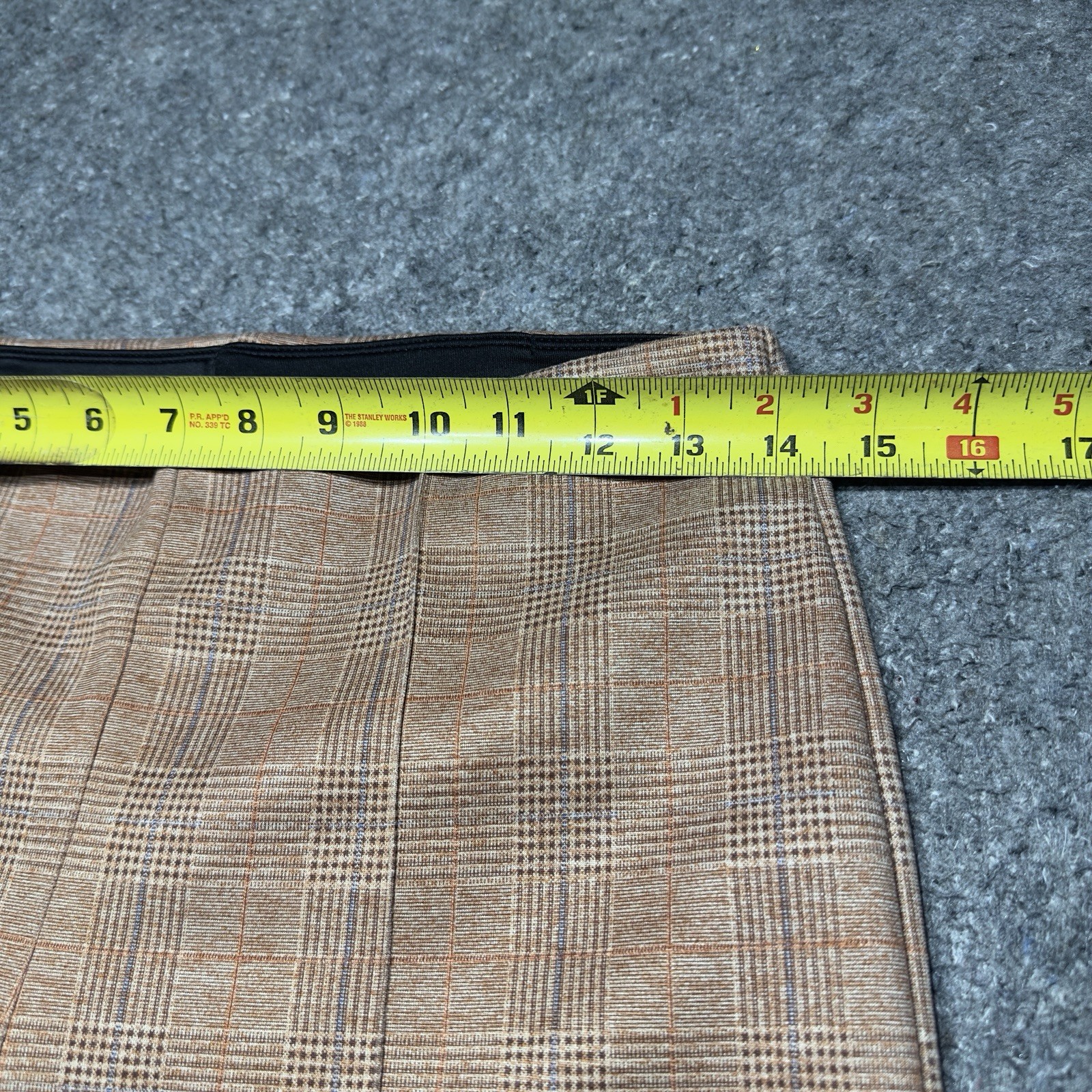 Lysse Plaid Casual Elastic Waist Stretch Pull On Straight Leg Women Sz M