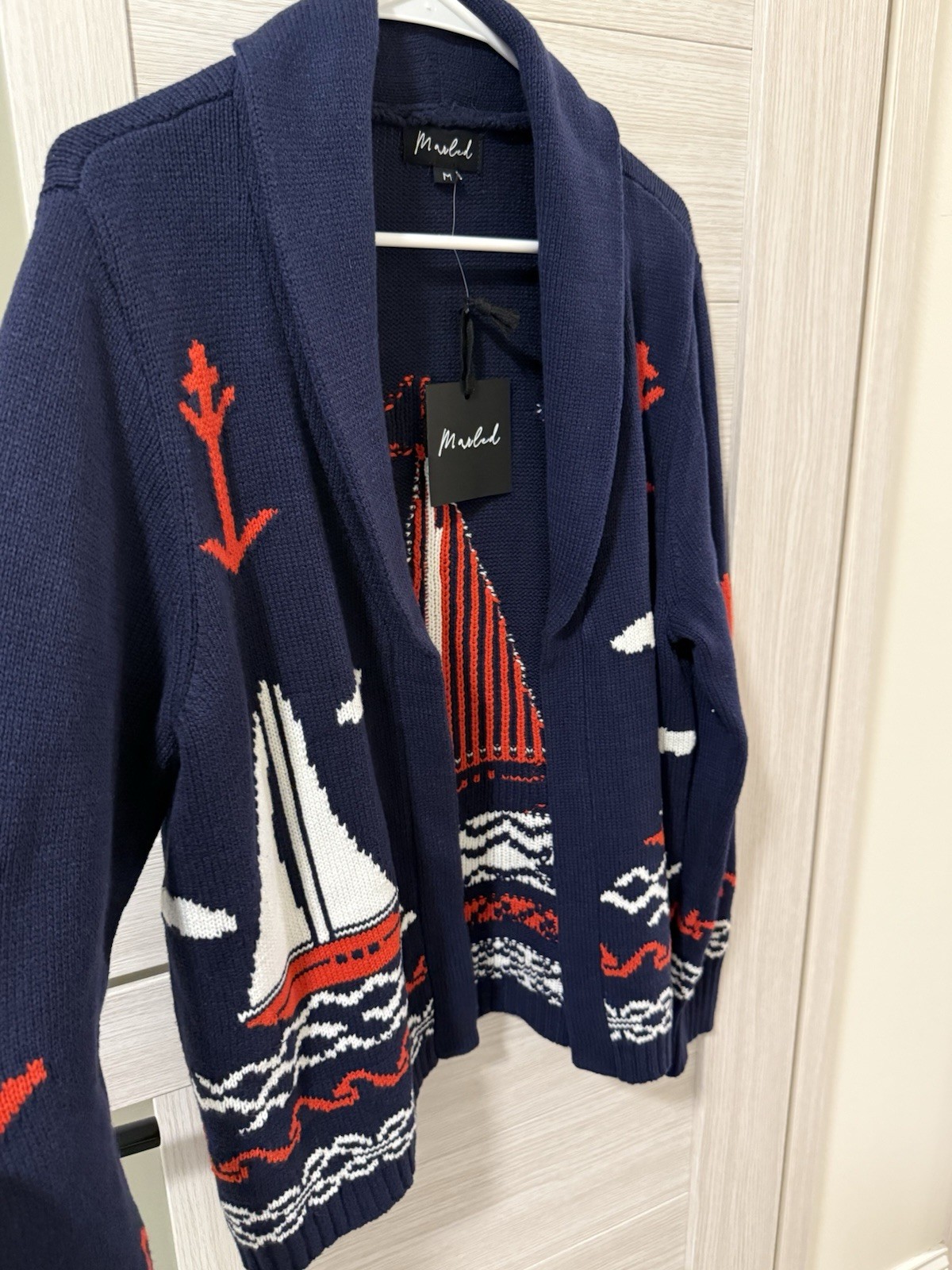 Sailboat Lodge Cardigan in Dark Navy Medium