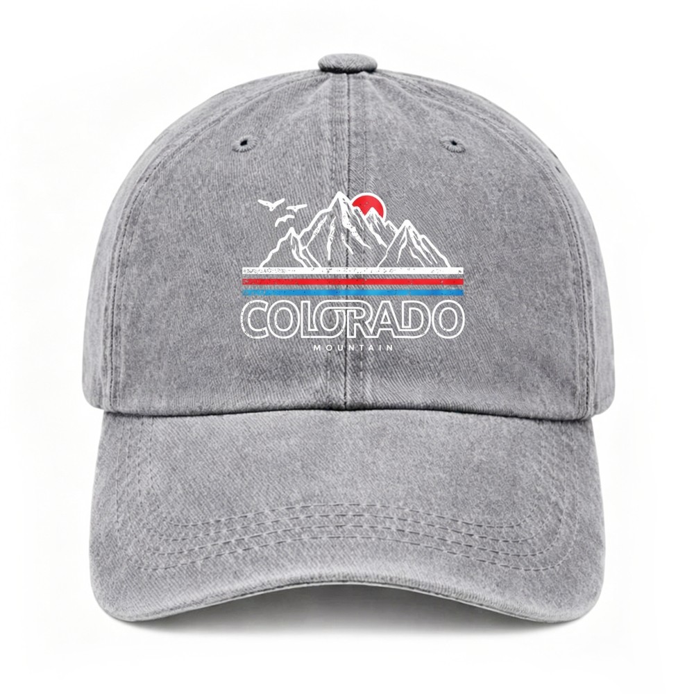 Colorado Mountain Outdoor Nature State Pride Casual Unisex Washed Baseball Cap