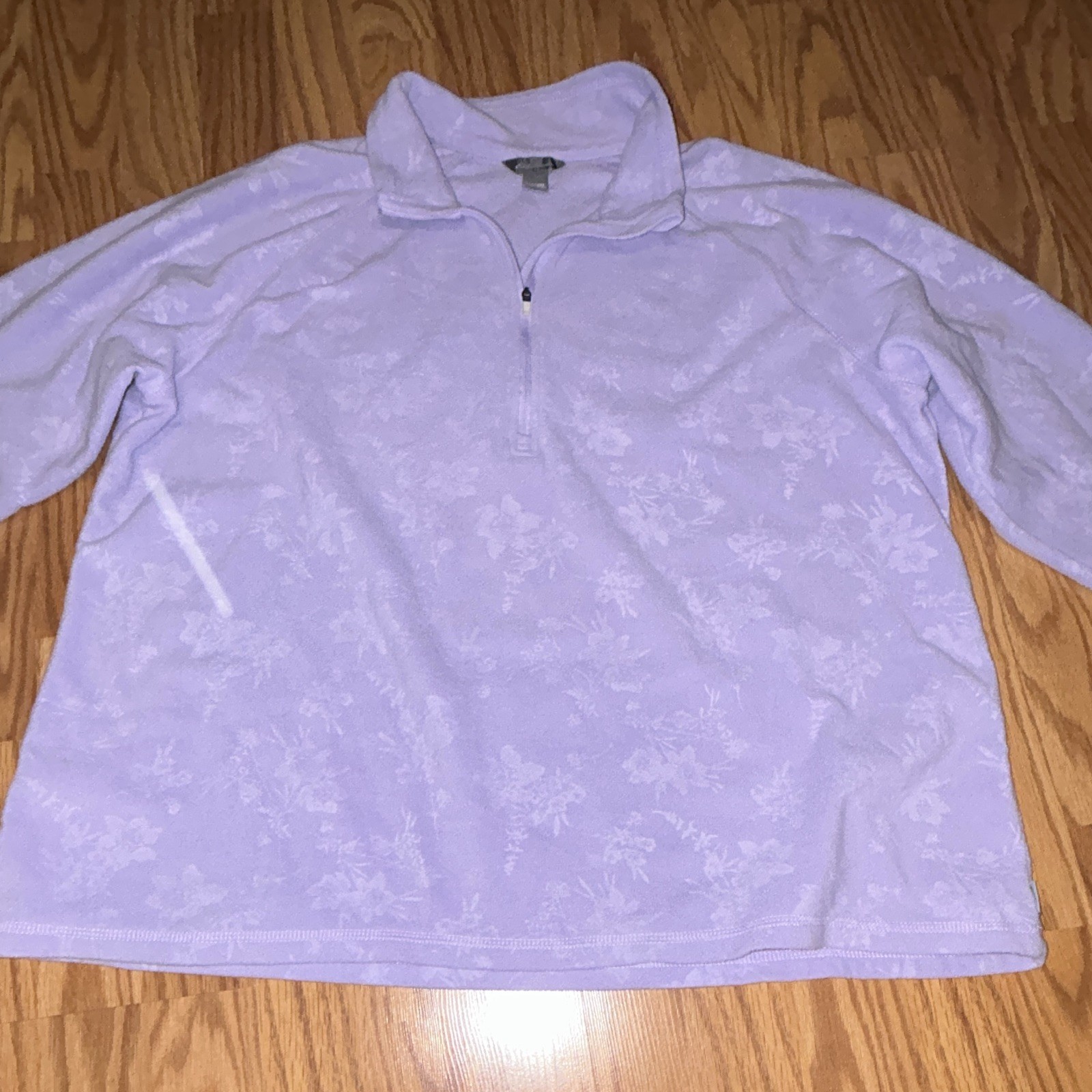 Eddie Bauer EBTEK Women’s Purple Floral Fleece 1/4 Zip Mock Neck Sweatshirt, 2XL