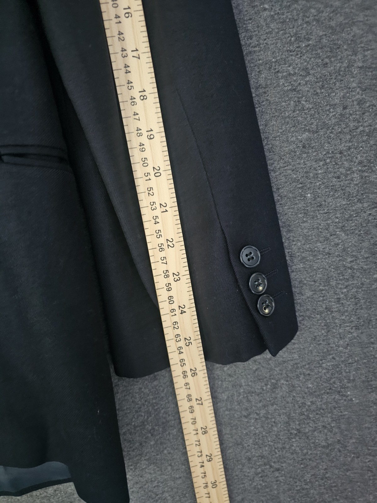 Giorgio Armani Black Pure Virgin Wool Blazer Sport Coat 44L Made Italy Mens