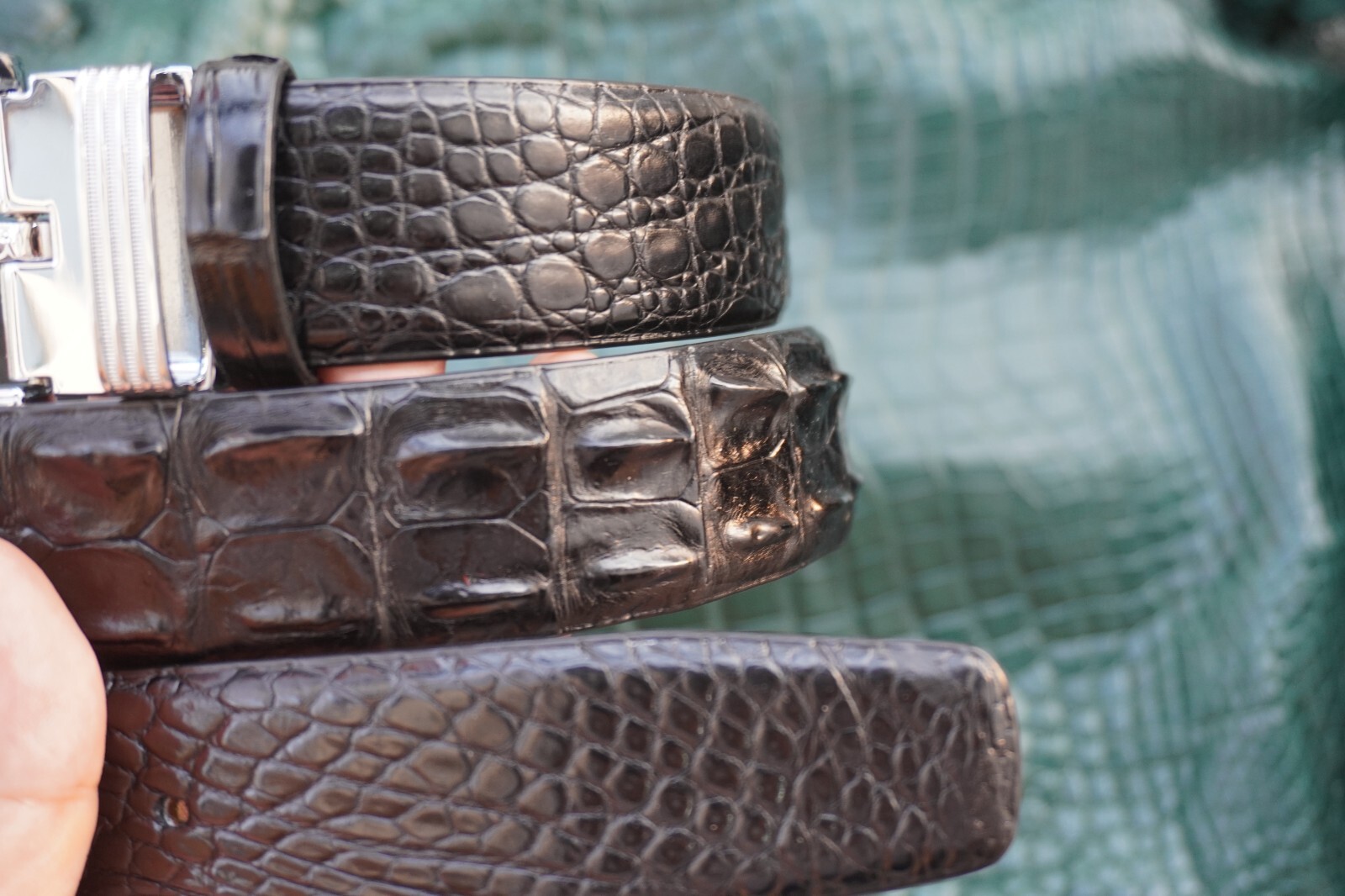 Luxury Black Alligator Crocodile Print Leather Men’s Belt -W 1.3 inch #G20