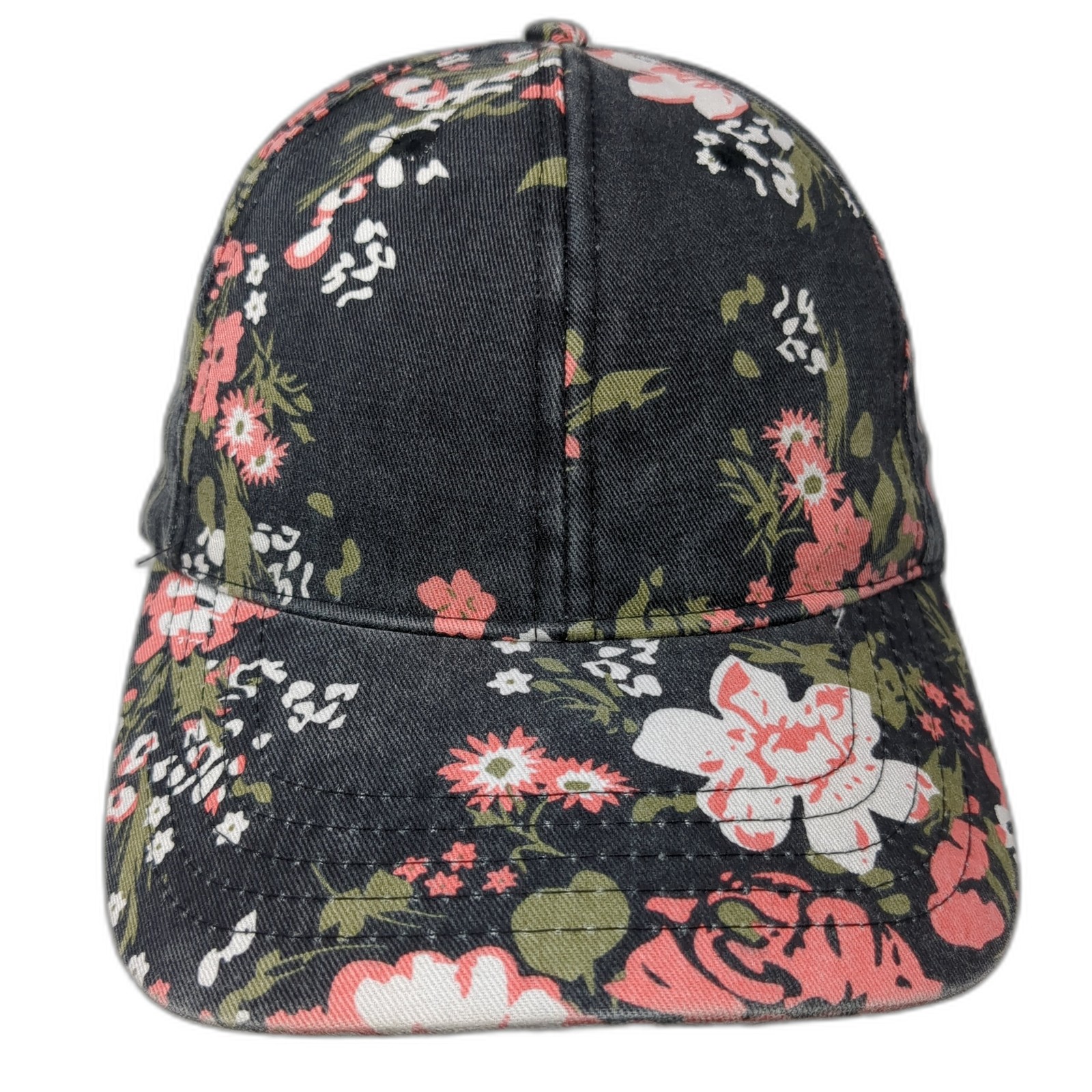 Floral Print Strapback Baseball Cap Multicolor One Size Adjustable 6 Panel Blank