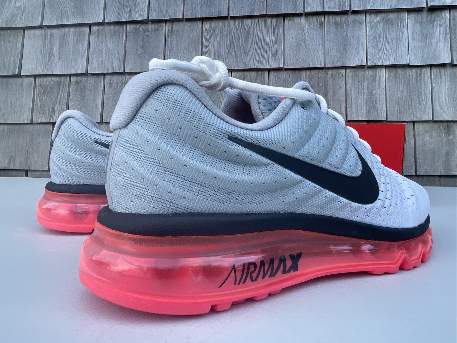 Nike Air Max 2017 Running Shoes White Grey Pink 849559-106 Men’s Size 15 NEW