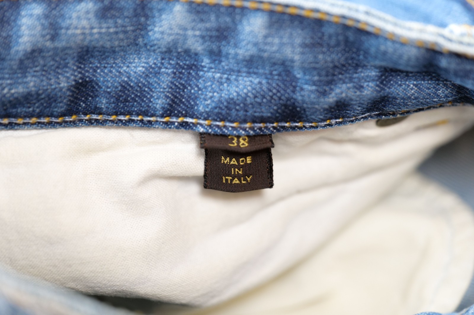 Louis Vuitton Blue Monogram Jacquard Trim Denim Jeans (Size FR38)