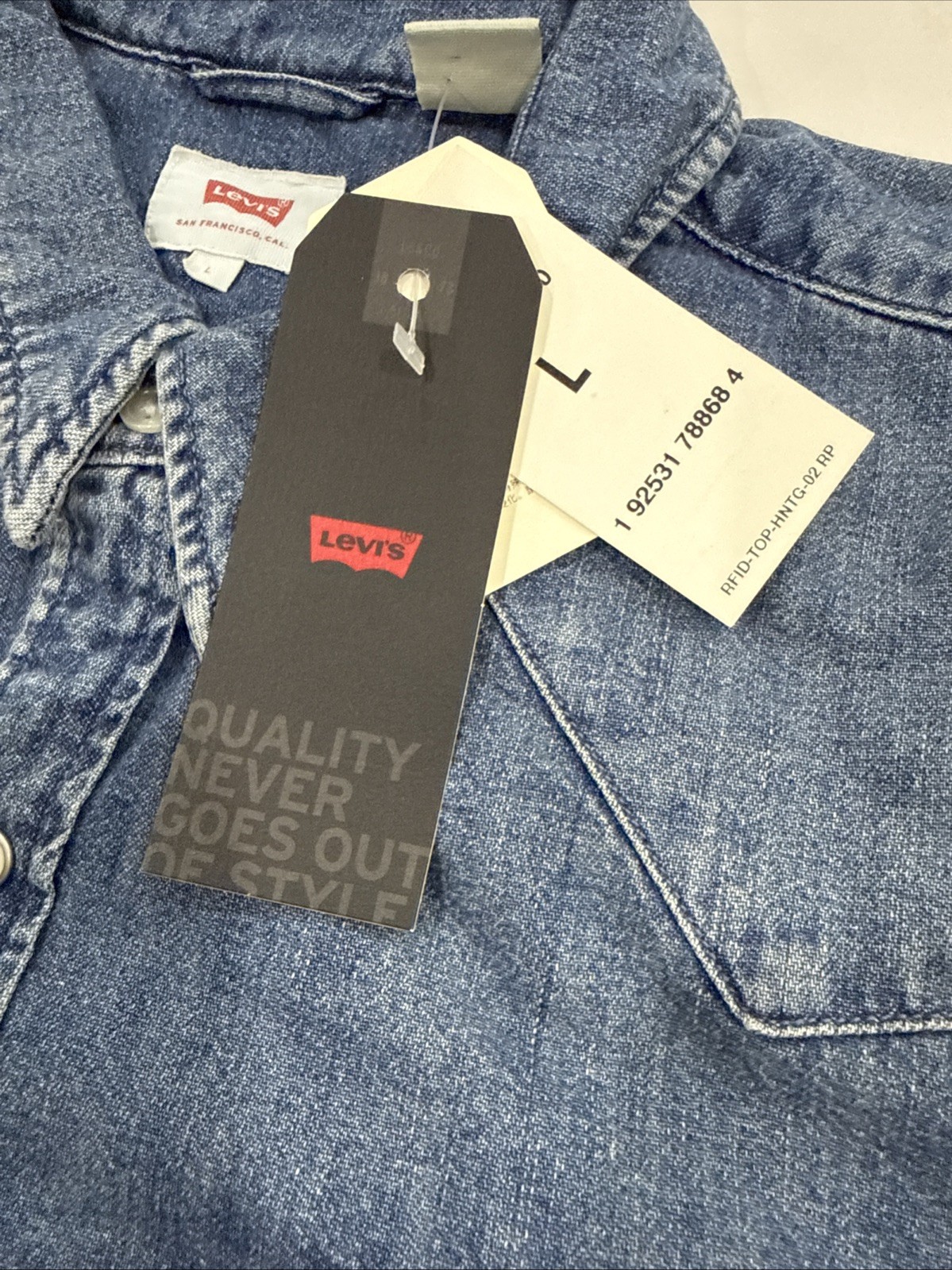 Levi’s Denim Pearl Snap Sawtooth Sellout Long Sleeve Shirt – Mens L New!!