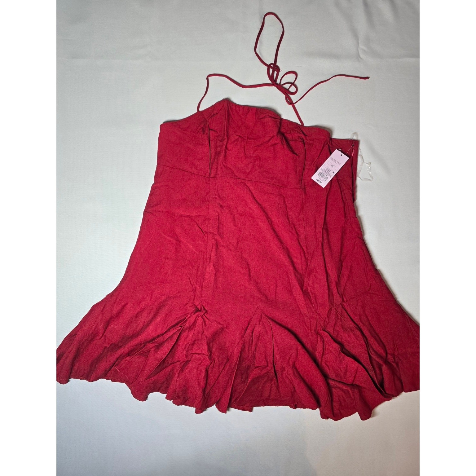 Wild Fable Red Halter Mini Dress Flowy Ruffle Hem Party Dress