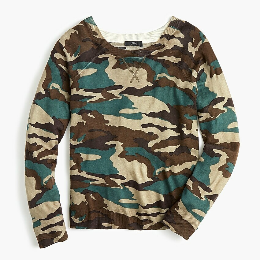NWT J.Crew Merino Wool Sweater in Camo orig$89.50 New Arrival XS S M