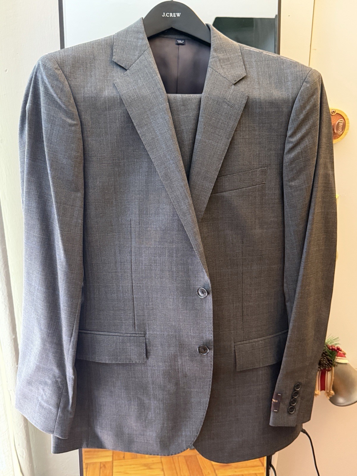 J.CREW Men’s Ludlow Suit Gray Blue Plaid 42R 33×28.5 Brand New With Tags Unworn