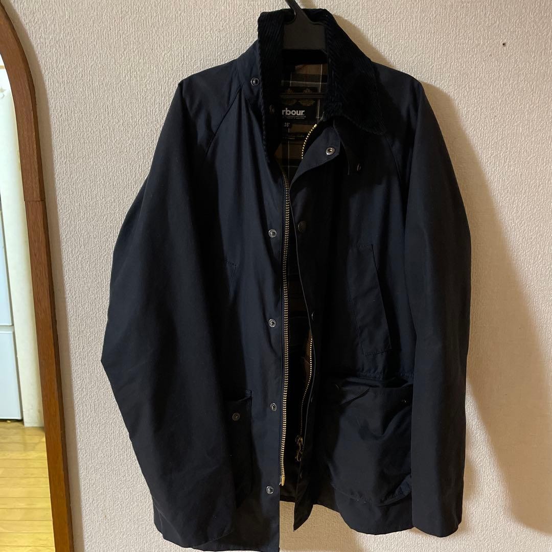 Used Barbour SL Bedale Jacket Size 38 Navy Length 75cm