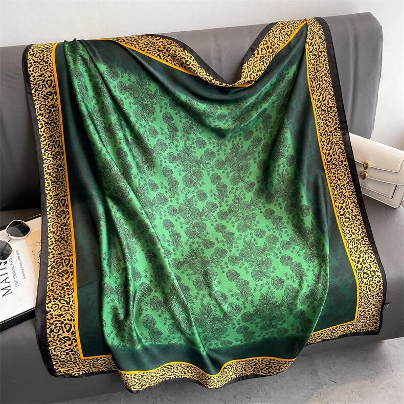 Elegant Silk Scarf (43x43in) Lightweight Versatile Large Size Scarves Wraps