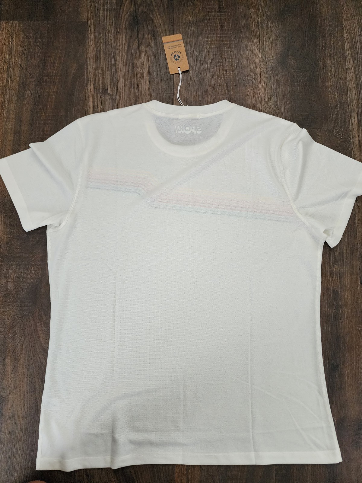 Marine Layer Mens Re-Spun Air Crew Graphic Tee White Sunset Stripe Large “read”