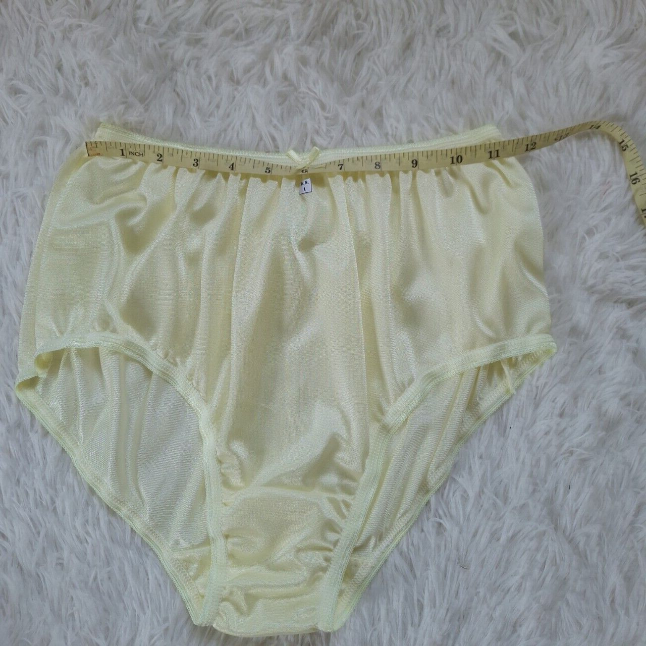 7pc Yellow Nylon Panties Underwear Silky Soft Smooth Briefs Full Waist 30″-36″ L