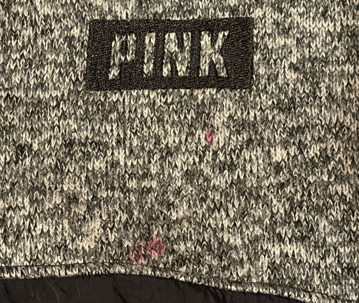Pink Victoria Secret Pullover Zip Grey Black Crop Top Sweat Shirt Size Xs