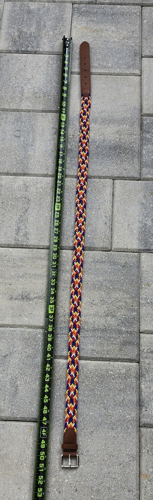 Belt Multicolor Retro Rainbow Popcorn Braided Woven 80s 90s Leather Size 40