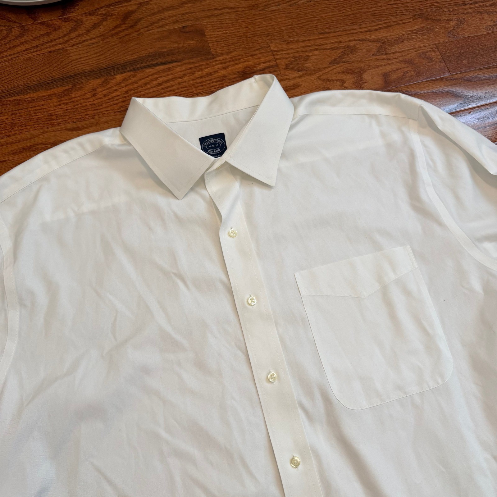 Brooks Brothers Supima Cotton Non-Iron Dress Shirt Mens 19-36/37 Solid White