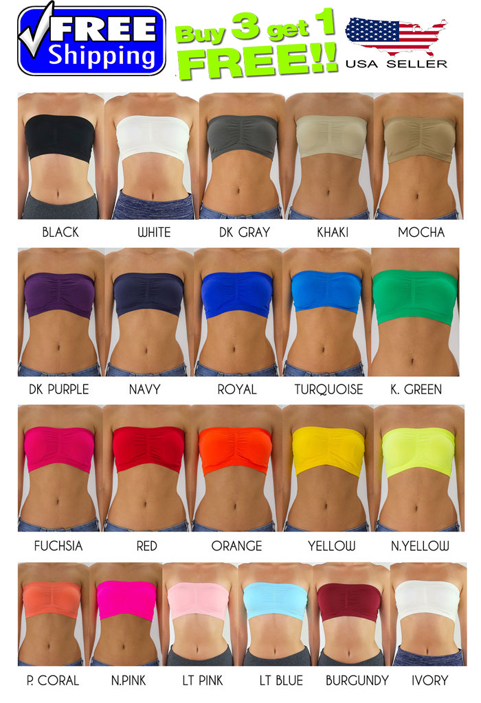 Padded Bandeau Bra Top Stretchable Spandex One Size Regular