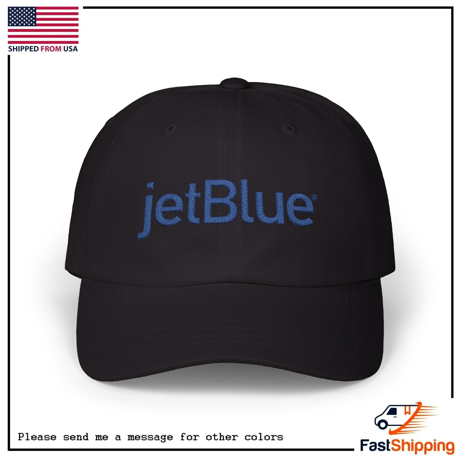 Jetblue Embroidery Logo Black Color Classic Dad Hat
