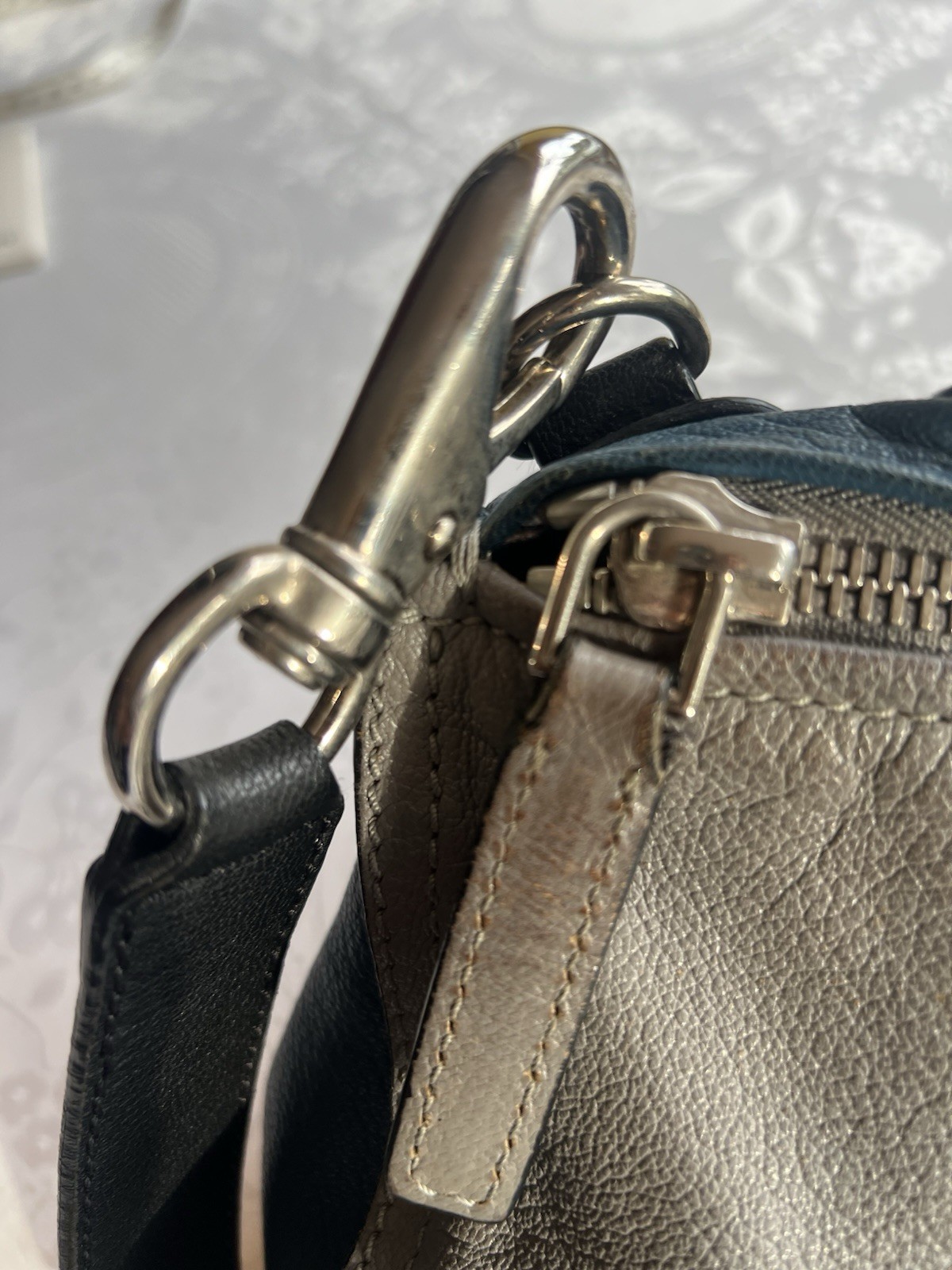Givenchy Pandora Medium Leather Bag Satchel Sugar Goatskin Blue/Gray Two Tone