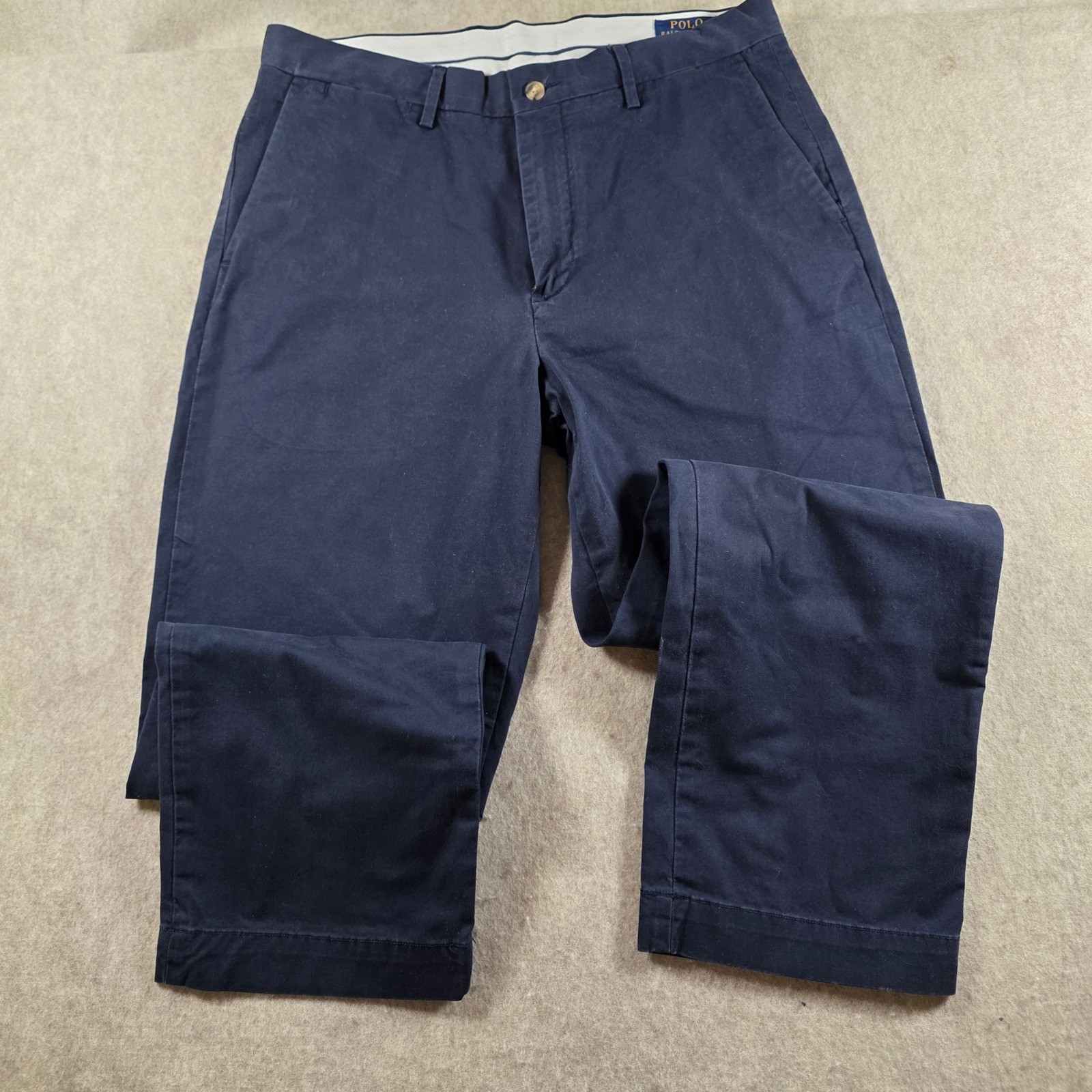 Polo Ralph Lauren Mens Navy Blue Stretch Classic Fit Chino Pants 33×30 RN41381