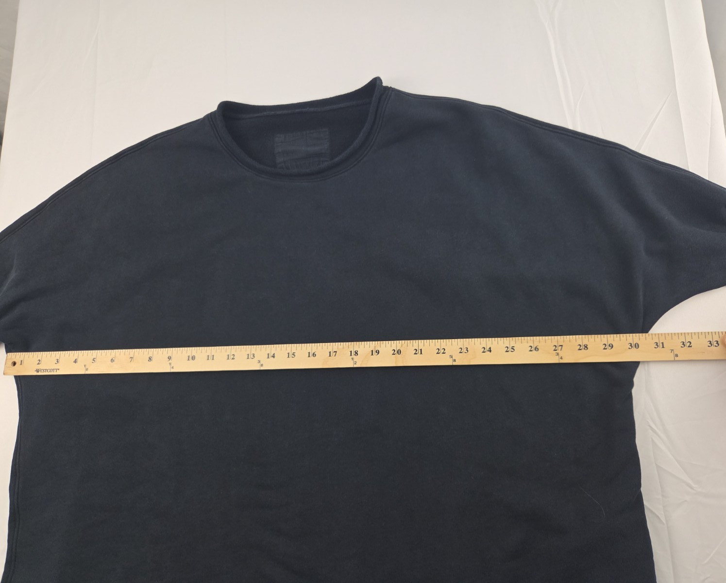 Frank & Eileen Sweatshirt XL Black Effie Capalet Raw-Edge Wide Crewneck