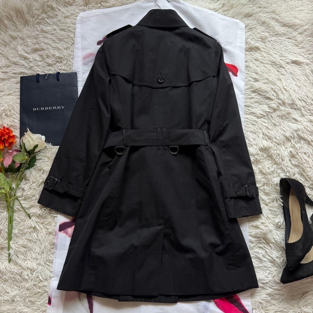 Burberry London Black Coat Removable Wool Liner Women’s Size 36 Belted Check