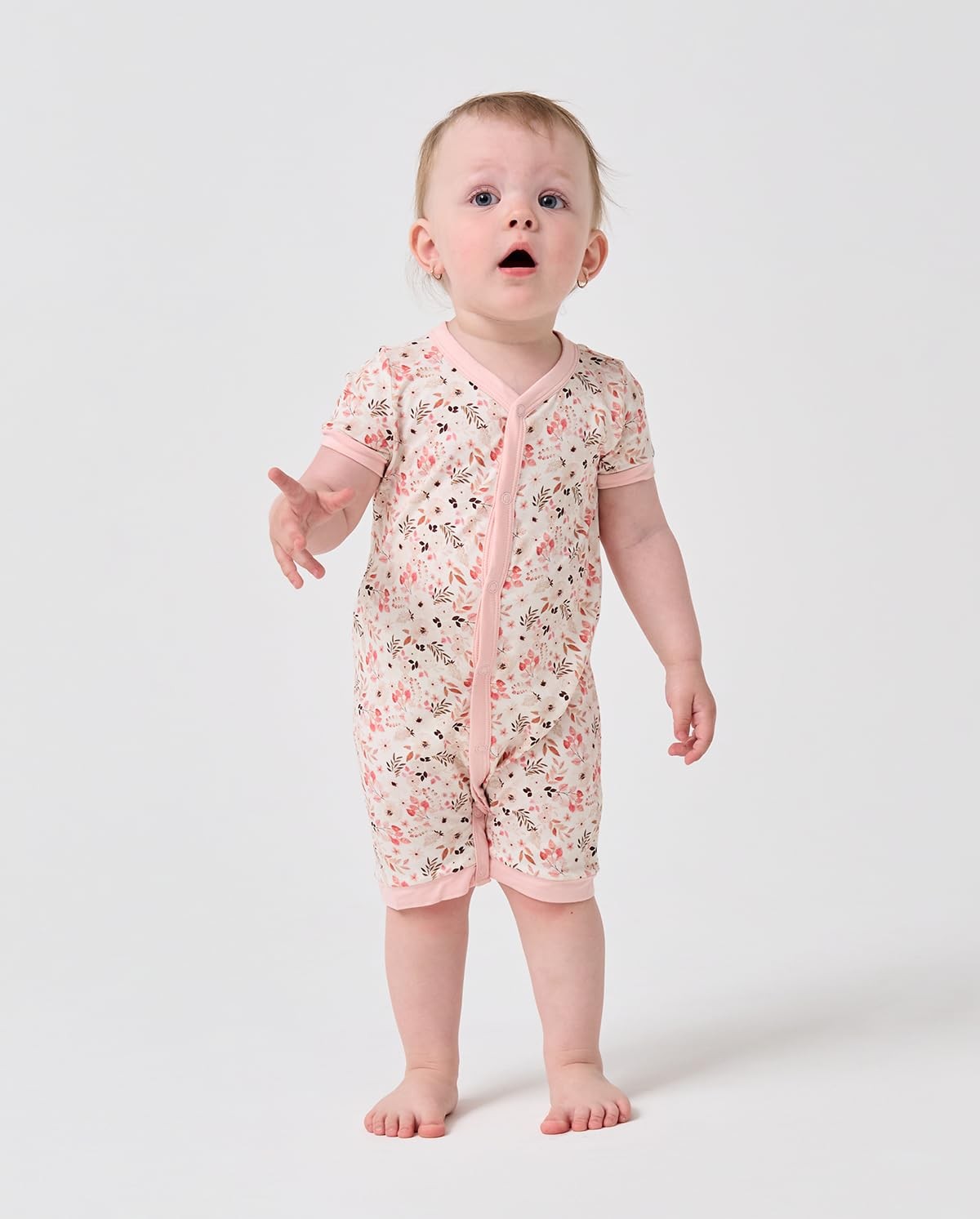 Baby Summer Romper 95% Viscose Made from Bamboo, 5% Spandex Buttery Soft Snap…