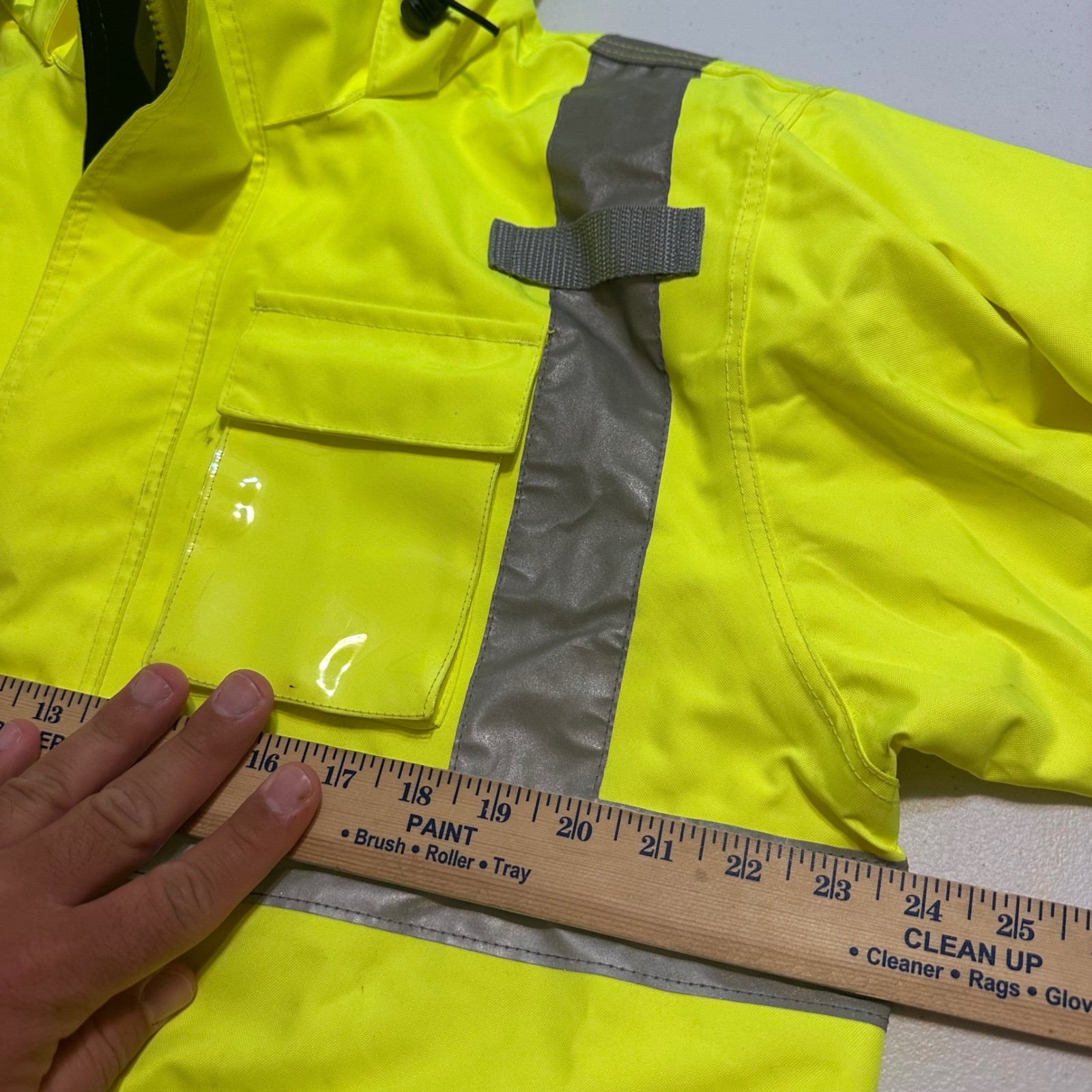 Tingley Jacket Mens M Yellow High Visibility Reflective Zip Hooded Outdoor Shell