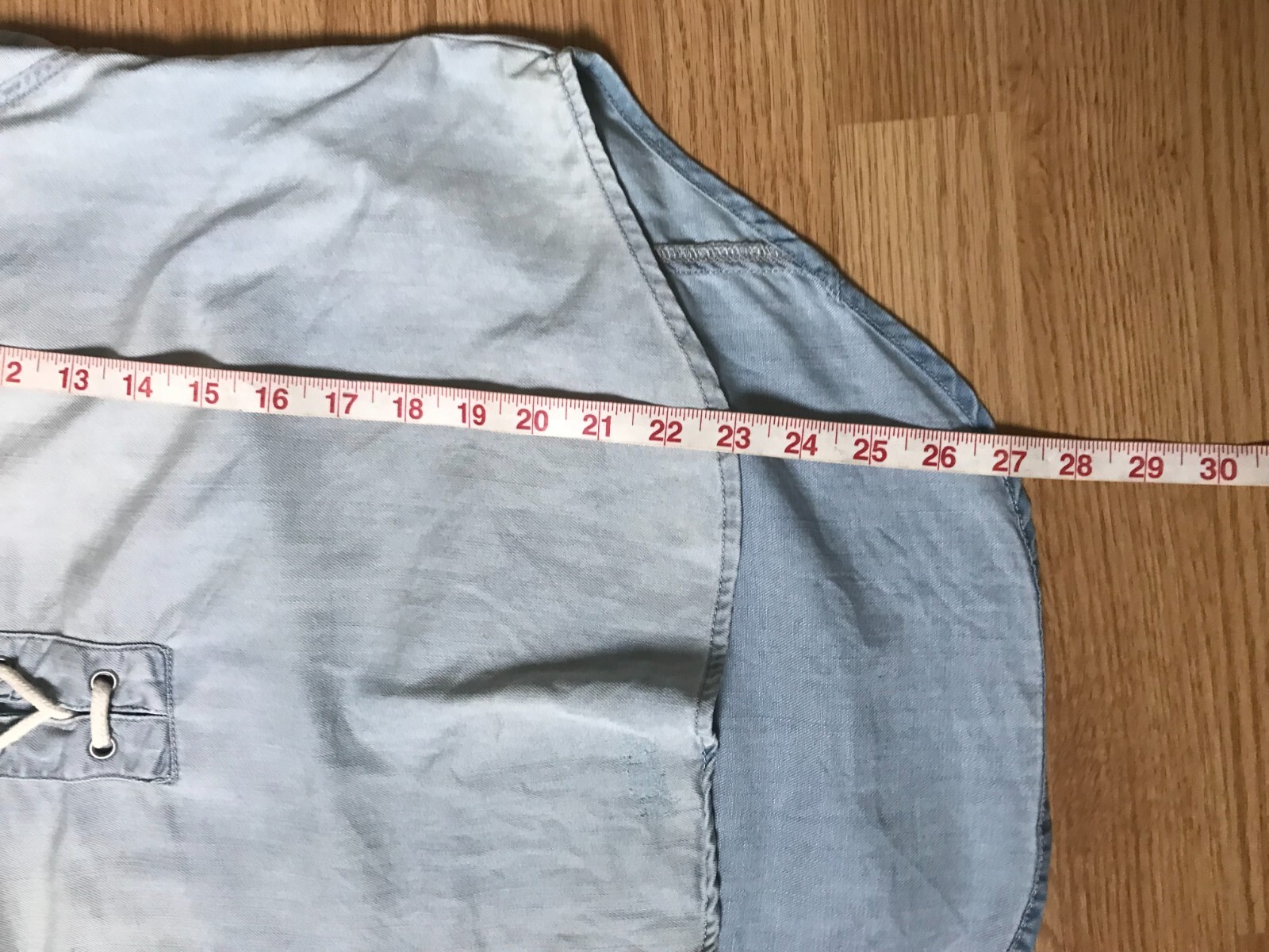 Blanknyc Chambray Shirt Womens S Lace Up Collared Flap Pockets Distressed