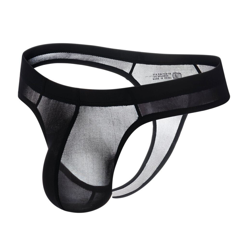 Men’s Sexy Ice Silk Underwear G String Thong Underpants Translucent Briefs
