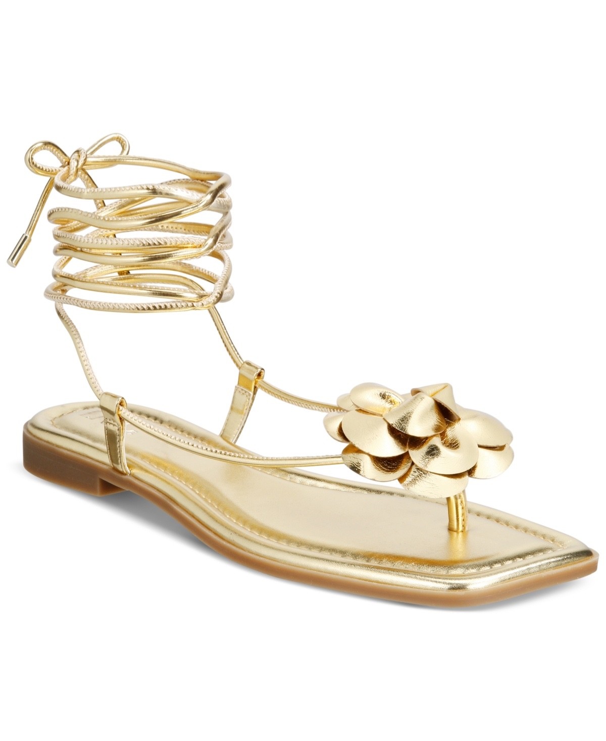 I.n.c. International Concepts Women’s Gilma Flower Flat Sandals – Gold Smooth